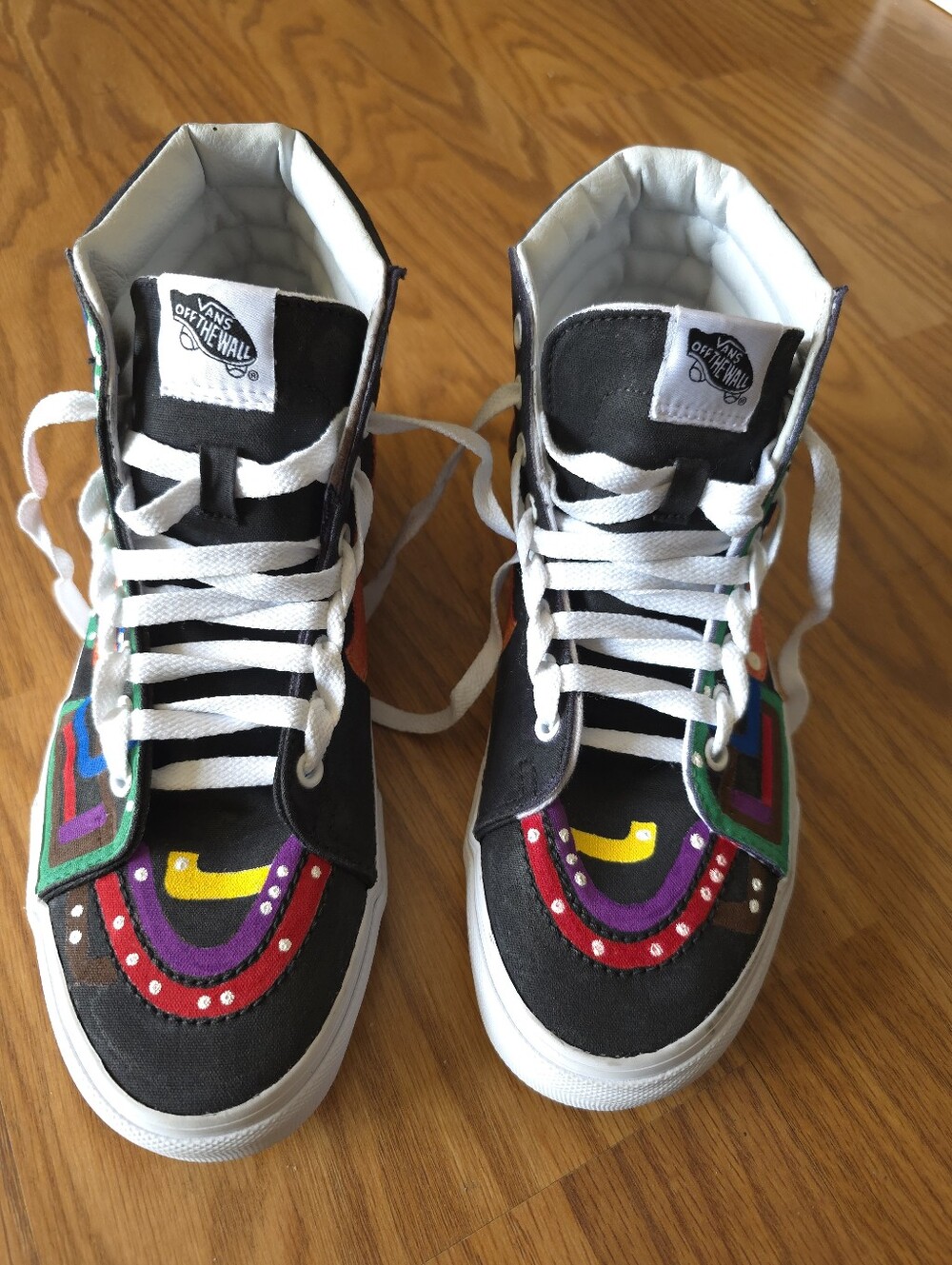 Vans High Top Sneakers with Colorful Geometric Design
